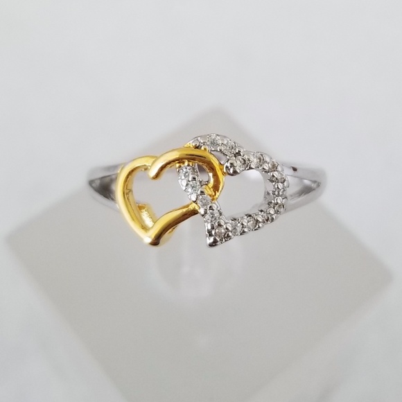 Sterling & 18k Hearts Ring
